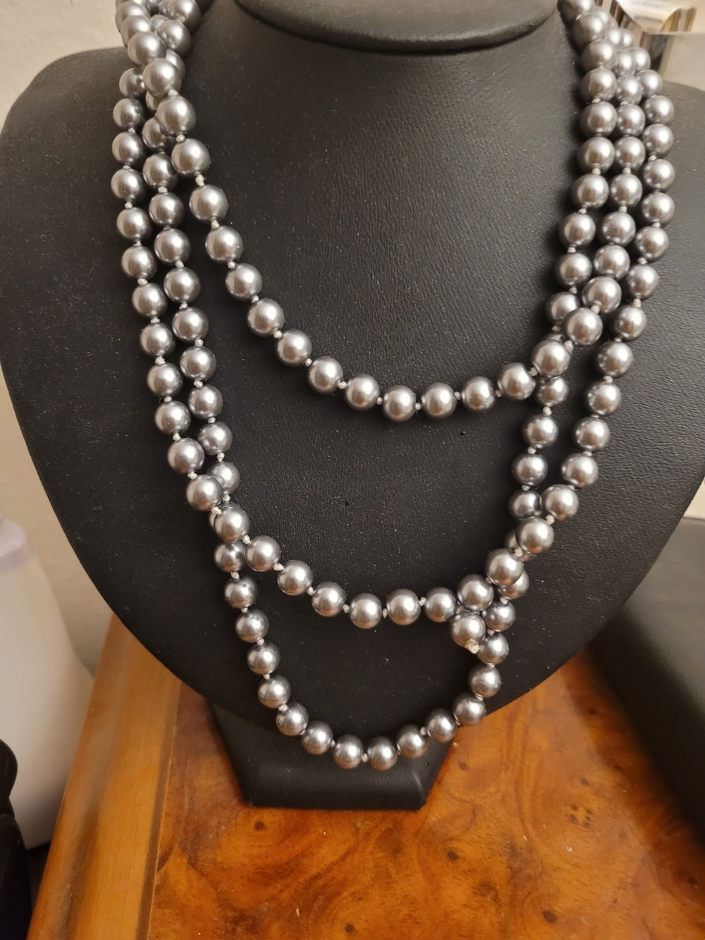 Triple-Strand Silver Bead Necklace - Elegant Women's Jewelry